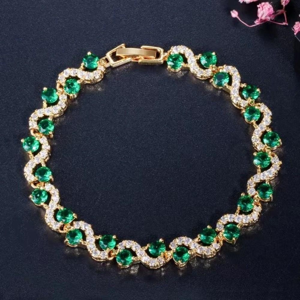 Colorful Crystal Gemstone Bracelet Zinc Zinc Alloy Fashion Jewelry Zircon Cross Hand Chain  Dinner Parties