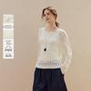 INMAN Women's Hollow Crochet Loose Knit Top