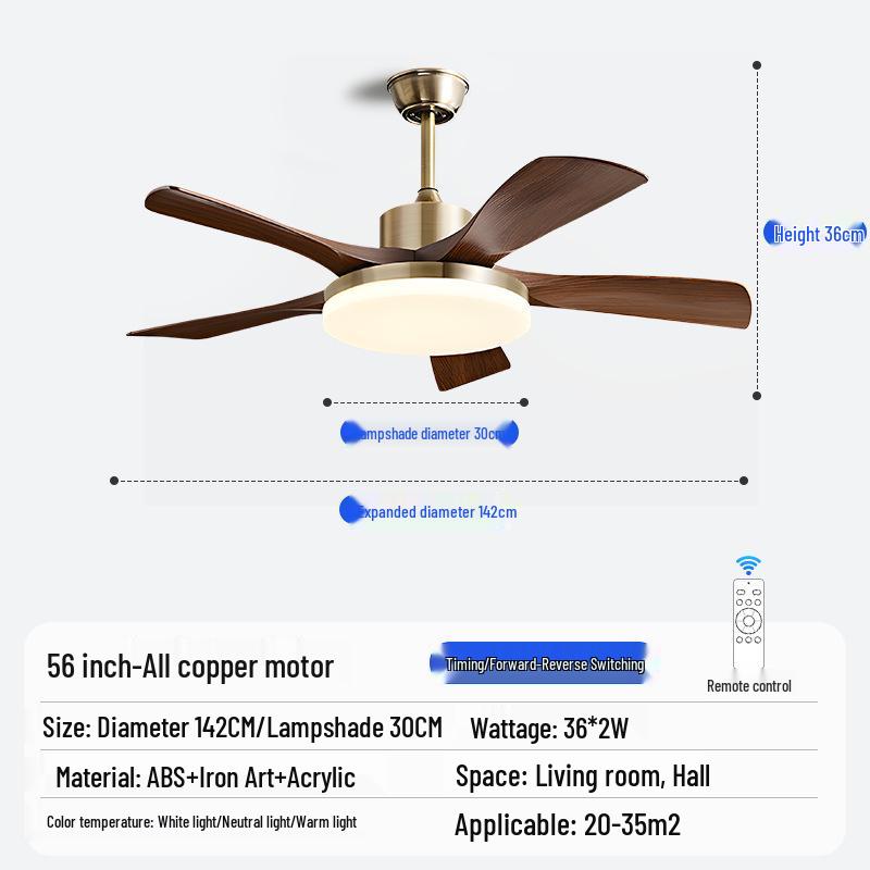 Nordic Industrial-Style Silent Ceiling Fan Chandelier for Home or Commercial Use