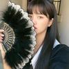 1PC Dance Hand Fan Party Decoration with Pendant Gothic Court Feather Lace Vintage Lolita Folding Fan