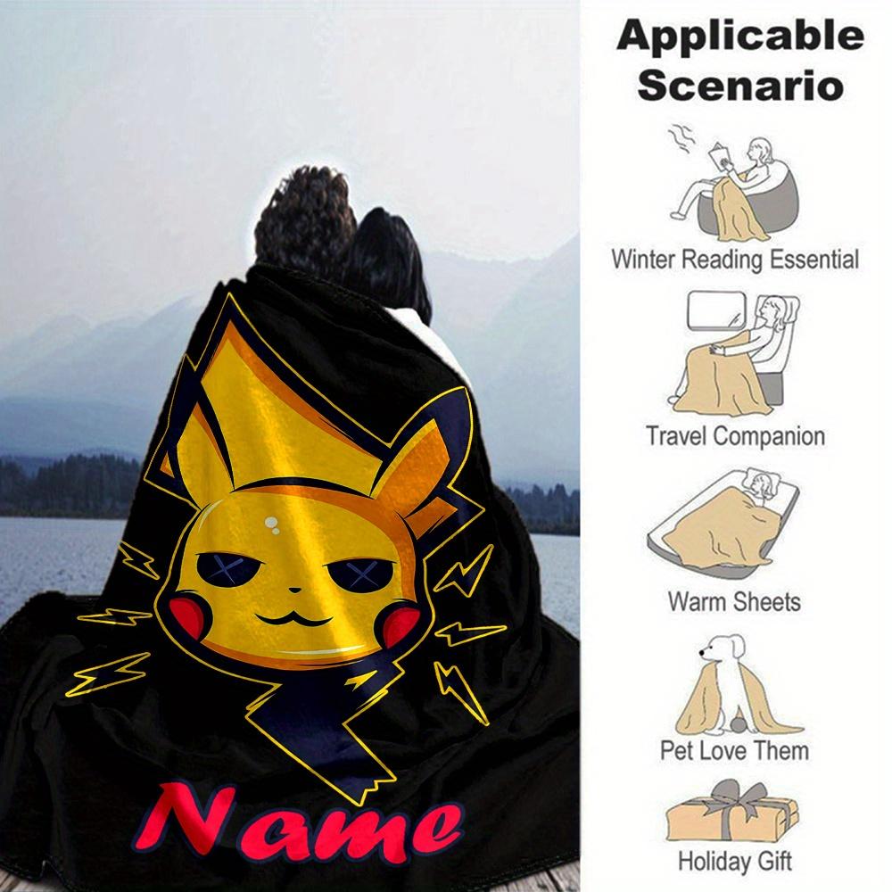 Pikachu Lightning Bolt Digital Printed Fleece Blanket Lightweight Blanket For Sofa Bed Travel Camping Living Room Office Sofa Chair And Bed Soft And