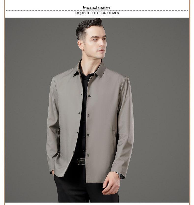 Men's Seamless Jacket for Autumn/Winter 2025: High-End Business Casual Outerwear for Middle-Aged and Elderly.