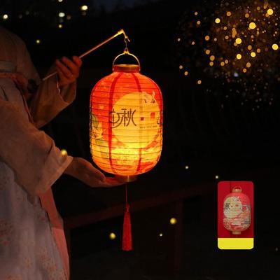 Luminous Chinese Handheld Lantern Antique Portable Mid Autumn Lantern Traditional Festival Red Lucky Paper Lantern National Day