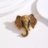 Vintage Classic Luxury Elephant Solid Color Crystal Brooch For Women Men Retro High-end Rhinestone Animal Badges