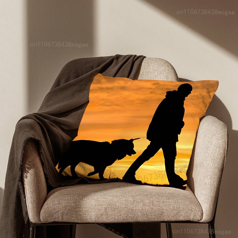 

Silhouette Art Hunter Dog Throw Pillow Case For 45x45cm,55x55cm,30x30cm For Home Bedroom Decoration And Protector 30cmx30cm