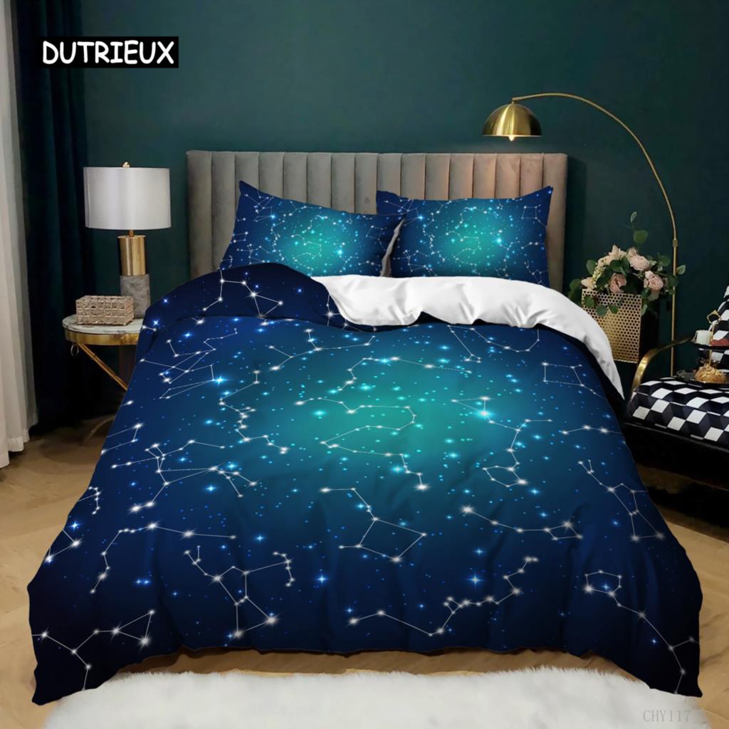 

Constellation Bedspread Cover Kit King Size Size Golden Stars Printed On Golden Gradient Sky Microfiber Fabric Twin Size Bed Ensemble For Teens EU single(135x200cm)
