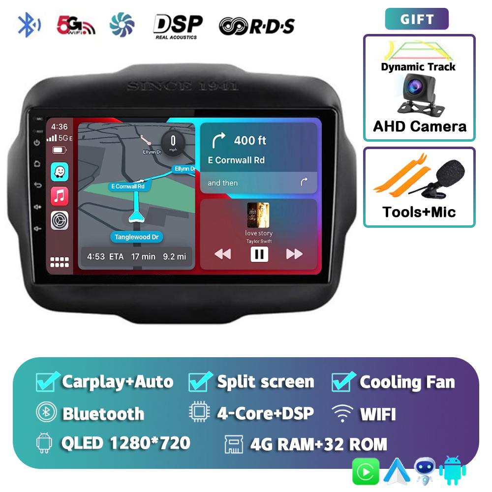 Android 14 Carplay Auto Car Radio For Jeep Renegade 2016-2020 GPS Navigation Multimedia Video Player Autoradio Stereo WIFI+4G BT