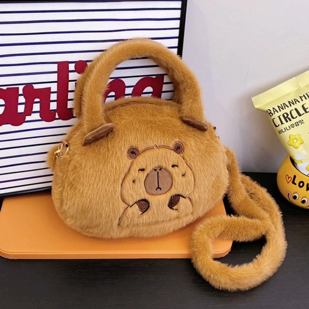 Large Capacity Capybara Plush Crossbody Bag Doll Bag Cartoon Shoulder Bag Travel