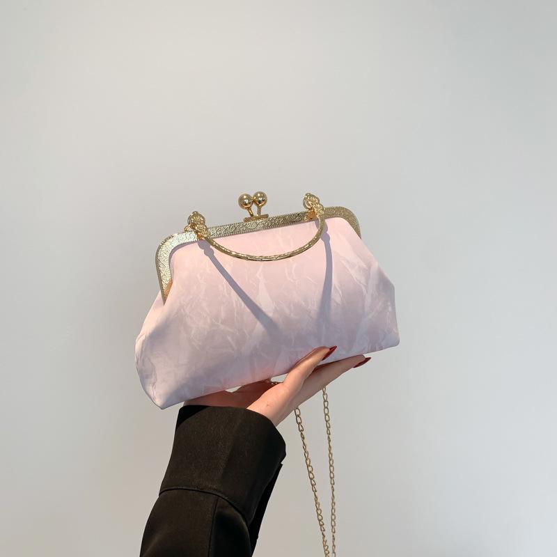 Solid Color Simple and Gentle Lock Handbag Spring New Versatile Ins One-shoulder Crossbody Bag Small Square Bag for Women