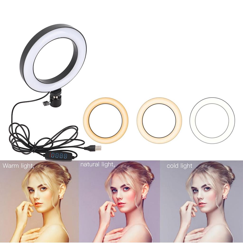 6"" LED Dimmbares Ringlicht Einstellbares Fülllicht mit Kugelkopf für Vlog Live Video Studio