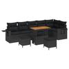VidaXL Ensemble de Canapé de Jardin 9 Pièces avec Coussins en Poly Rattan Noir Acacia 3361764