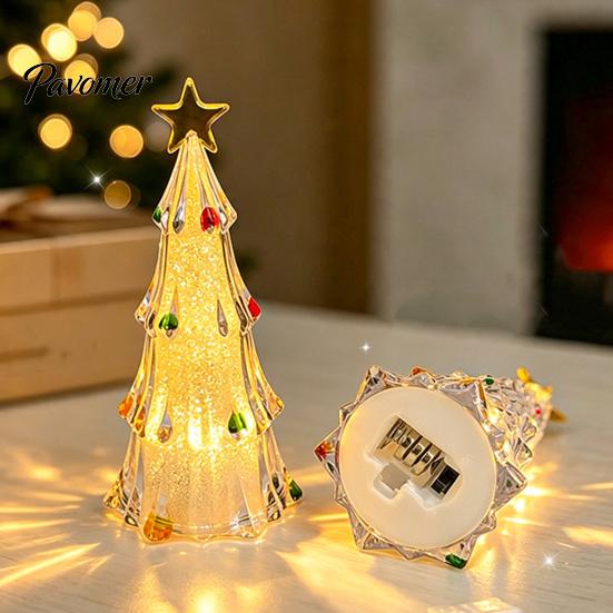 Safe Plastic Night Light Lighted Christmas Tree Ornaments, Mini Xmas Light, Battery Operated Bedroom Decoration Table Lamp, Decorative LED Centerpiece