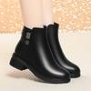 4.5cm Elegant Comfortable Soft Leather Shoes Women's Short Ankle Boots Winter 2026 Heels Warm Fur Motorcycle