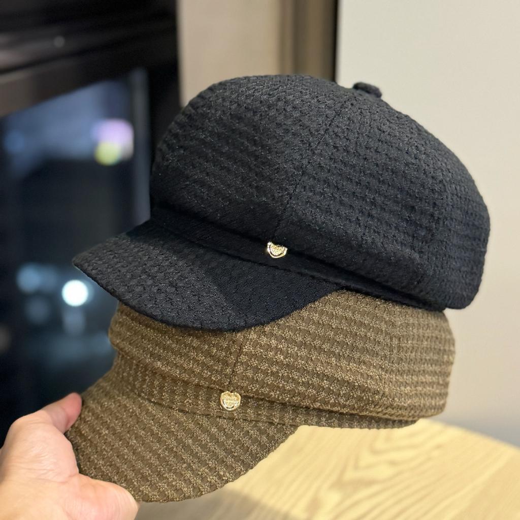 Korean Style Duck Beret Autumn and Winter Women's New All Match Face Small Octagonal Hat Japanese Style Big Head Painter's Hat