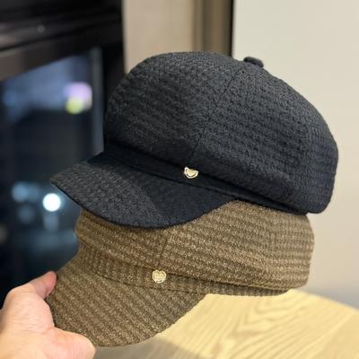 Korean Style Duck Beret Autumn and Winter Women's New All Match Face Small Octagonal Hat Japanese Style Big Head Painter's Hat