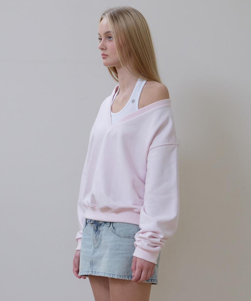Rosefranz Deep V-Neck Sweatshirt [Pink]