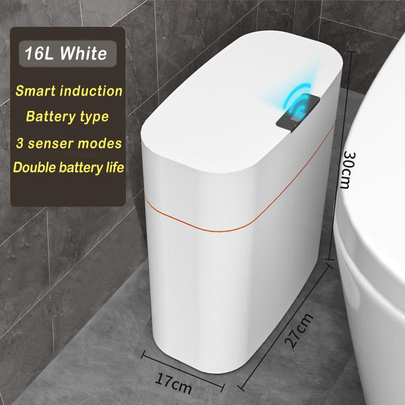 16L New Smart Trash Can High-tech Induction Storage Bucket Bathroom Deodorant Waterproof Trash Can Household with Lid Creative