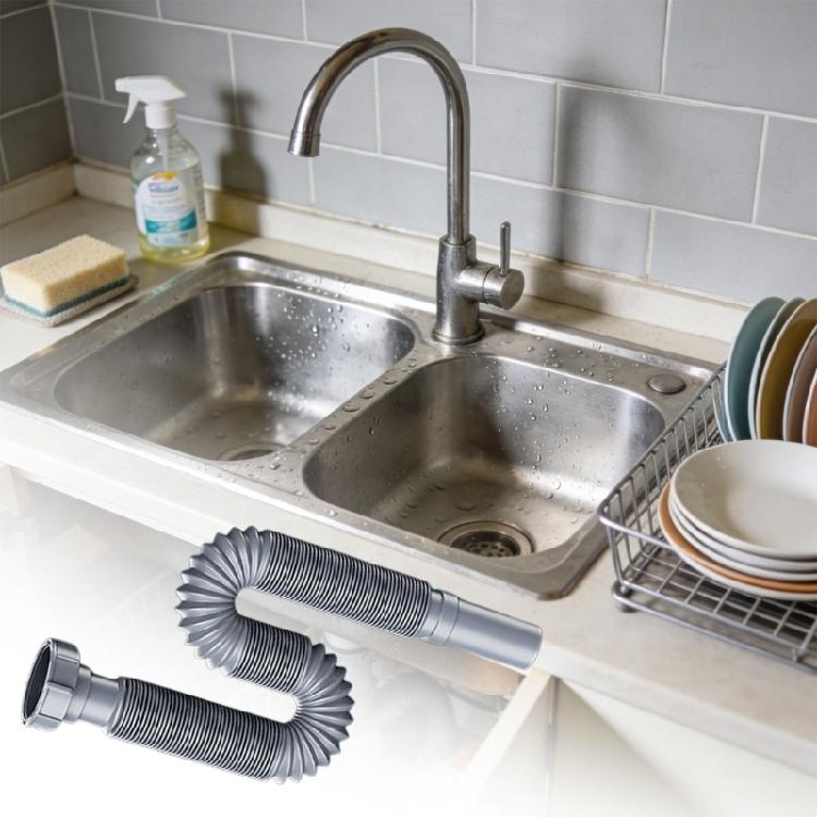 Flexible Drain Hose Sink Waste Water Pipe Kitchen Sink Drain Pipe Side Exit Kitchen Sink Drain Tube