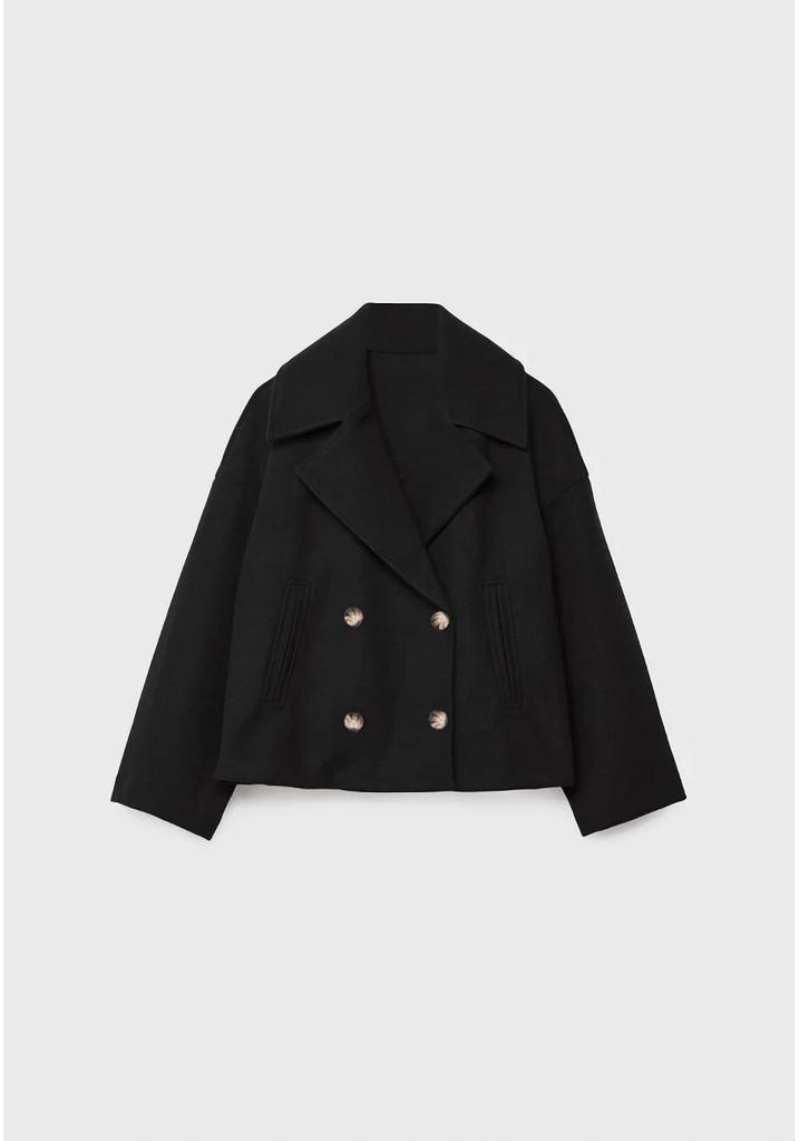 2025 Herbst Damen Europäischer & Amerikanischer Stil Zweireihiger Kurzer Wollmantel