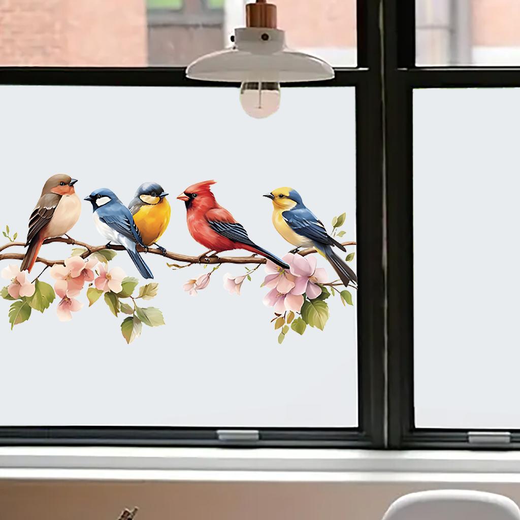 PVC Cute Adorable Bird Static Cling Window Sticker Removable Self-Adhesive for Kitchen Living Room Glass Home Decor Art