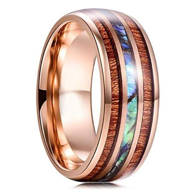 30 Styles Men Blue Grooved Black Stainless Steel Ring Koa Wood And Abalone Shell Inlay Arrow Red Meteorite Ring Men Wedding Band