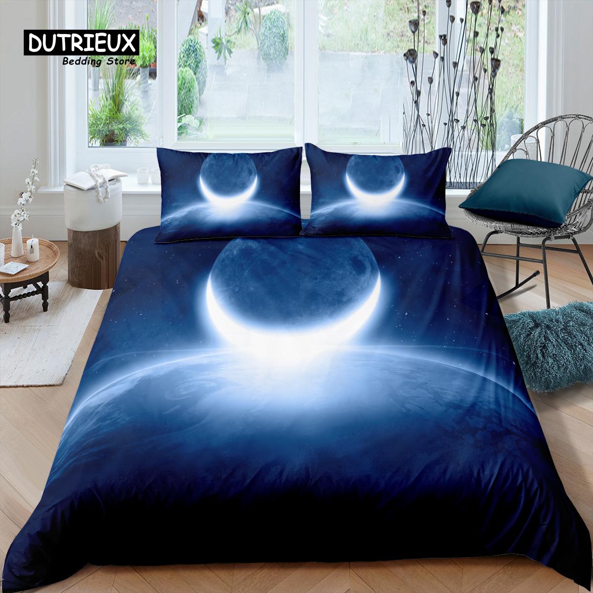 

Home Living Luxury 3D Moon Bedding Set Comfortable Duvet Cover Set Kids Bedding Set Queen and King EU/US/AU/UK Size (135x200cm)