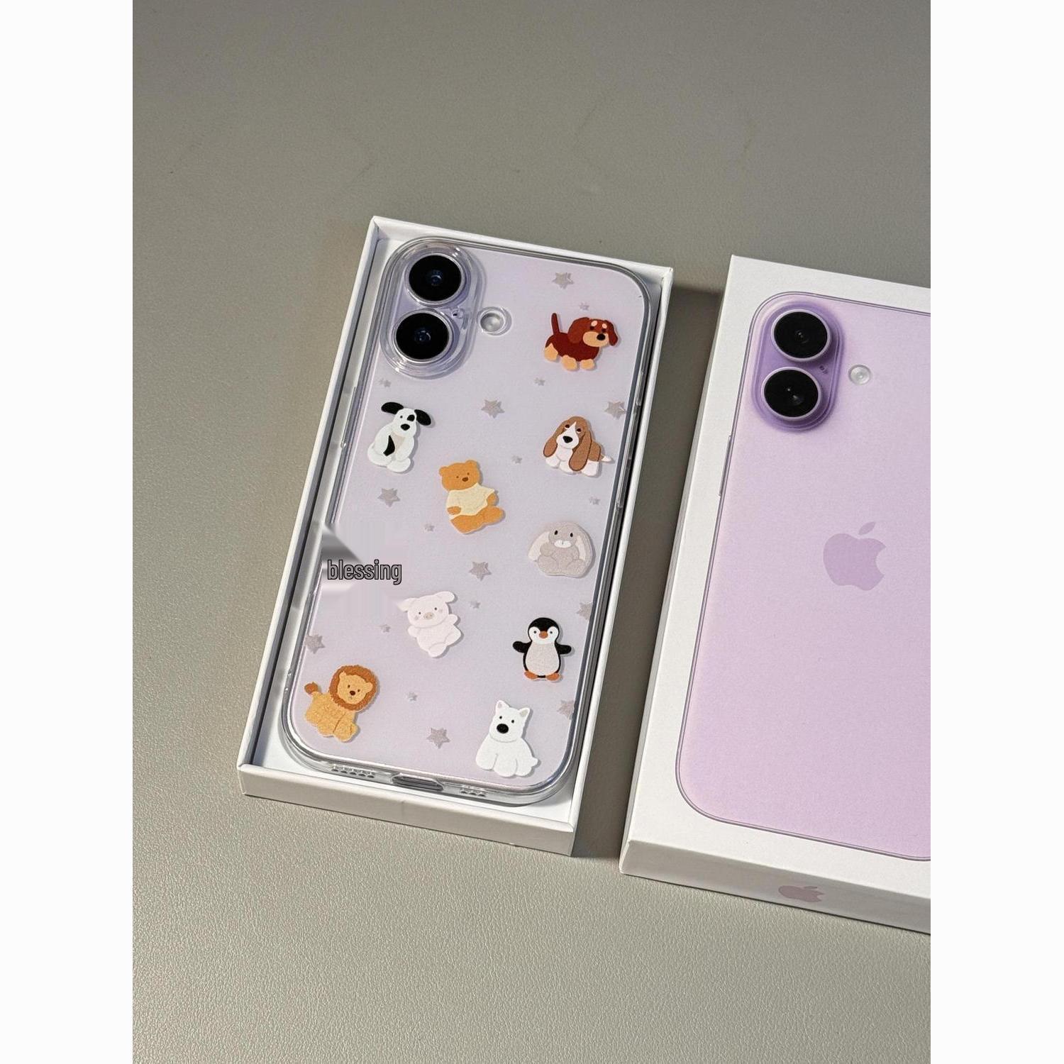 

Transparent Cartoon Animal Soft Case for Apple iPhone 12-17 Pro Max, Korean Style, Exquisite Design iPhone XR