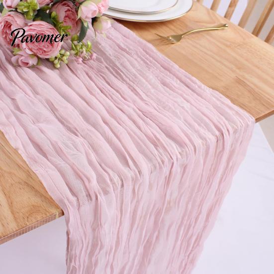 Heat Resistant Table Runner Wrinkled Cloth Decorative Tulle Tablecloth Wedding Reception Party Home Restaurant Decoration