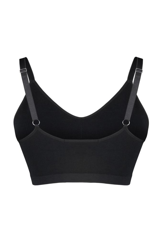 Women's Style Plus Size Black Cupless Strappy Seamless Bralette Bra