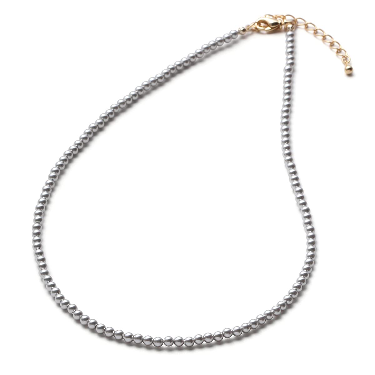 

[VOTRE COUTURE] Pearl Necklace, Baby Pearl, Grand Premium, 3mm, White, Silver, Gray, 10-Year Brand Warranty (Silver Gray x Gold, 44 cm, Necklace Only)