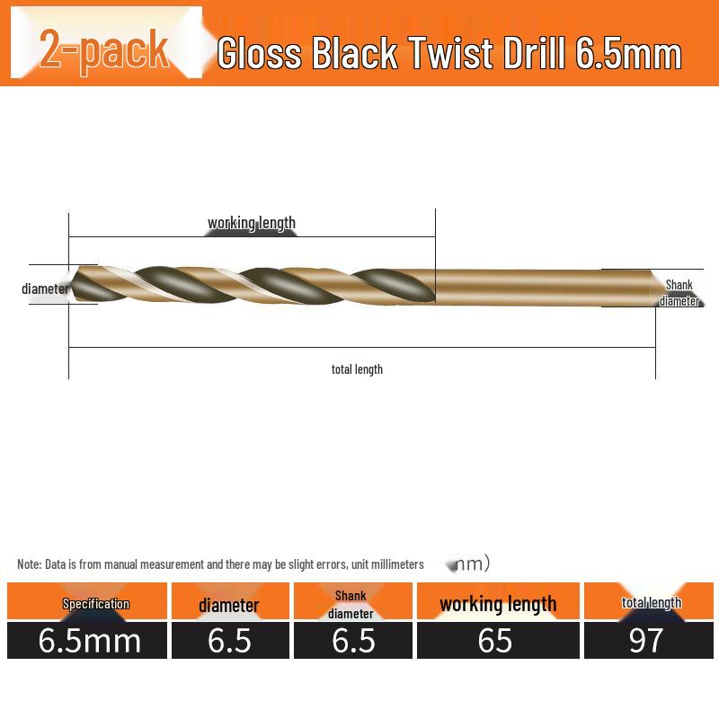 High-Speed Steel Straight Shank Twist Drill Bit, Black and Yellow, Fully Ground