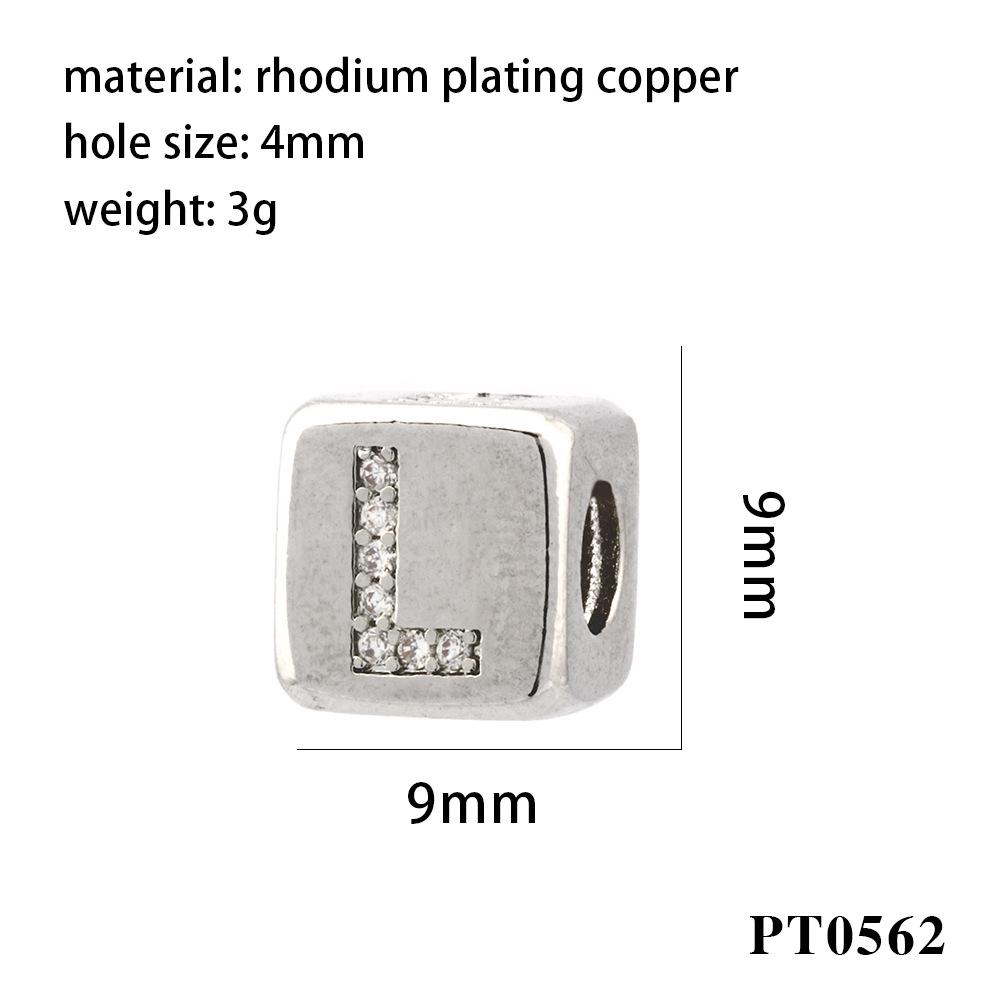 26 Letters Zirconia Inlaid Square Spacer Beads for DIY Bracelets, Necklaces & Pendants