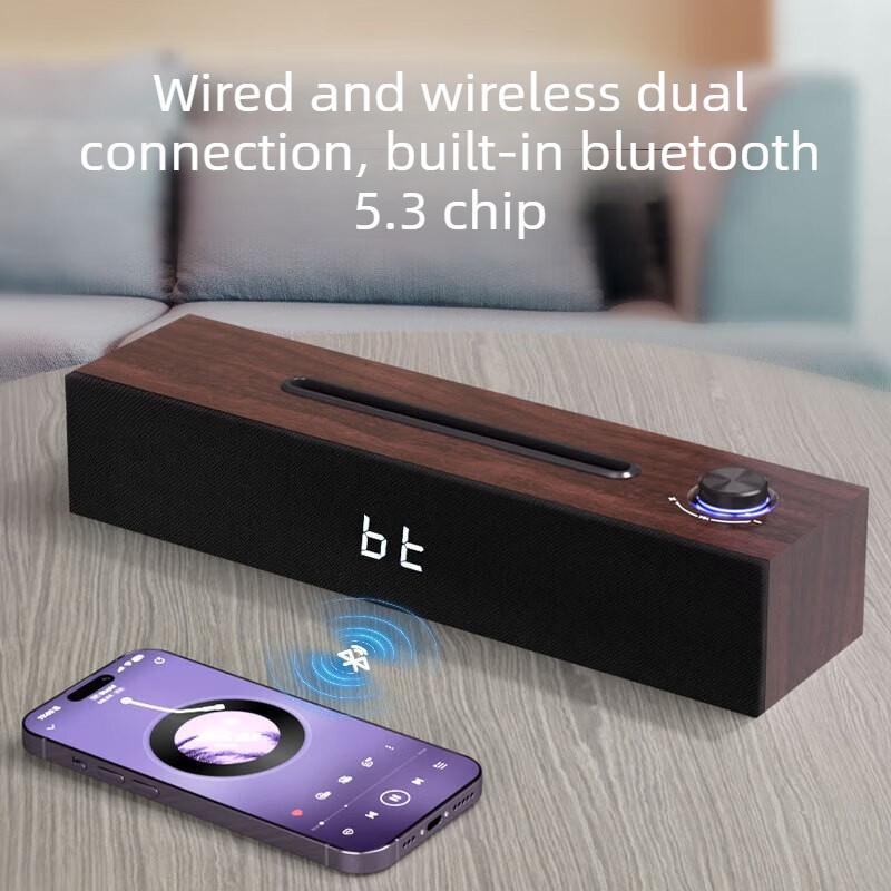 Kabelgebundener Bluetooth-Dual-Modus Integrierte Soundkarte Drama-Spiel-Lautsprecher Holz-Desktop-Stereoanlage