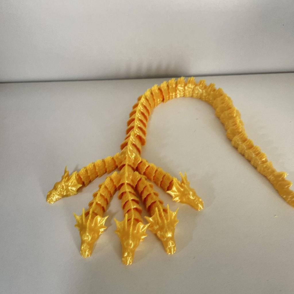 45Cm 3D Printed 5 Headed Dragon Toy Flexible Joints Movable Simulation Dragon Figurine Model Home Decoration Ornament Kids Gifts