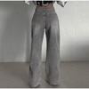 Gray Vintage Baggy Jeans Woman Streetwear High Waist Y2K Wide Leg Denim Pants Loose Female Hip Hop Trousers 2000s Spring Autumn New