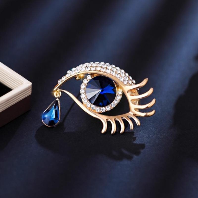 1Pc Devil's Eye Crystal Brooch High-end Exquisite Corsage High-end Niche Design Suit Pin Accessories