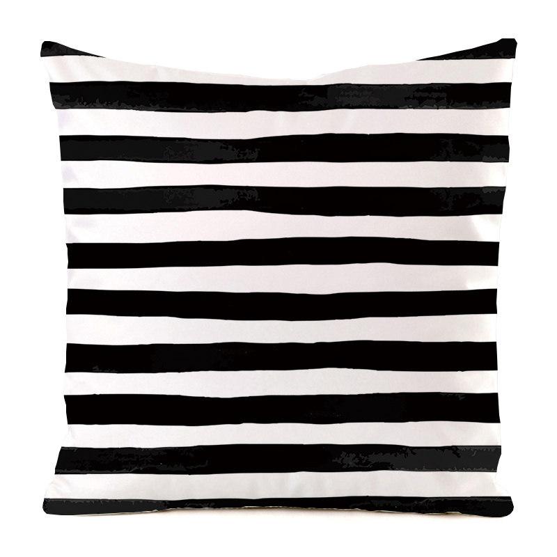 Nordic Striped Patterns Digital Printing Short Plush Pillow Covers Decorative For Car Sofa Office Cushion Cover Home Goods