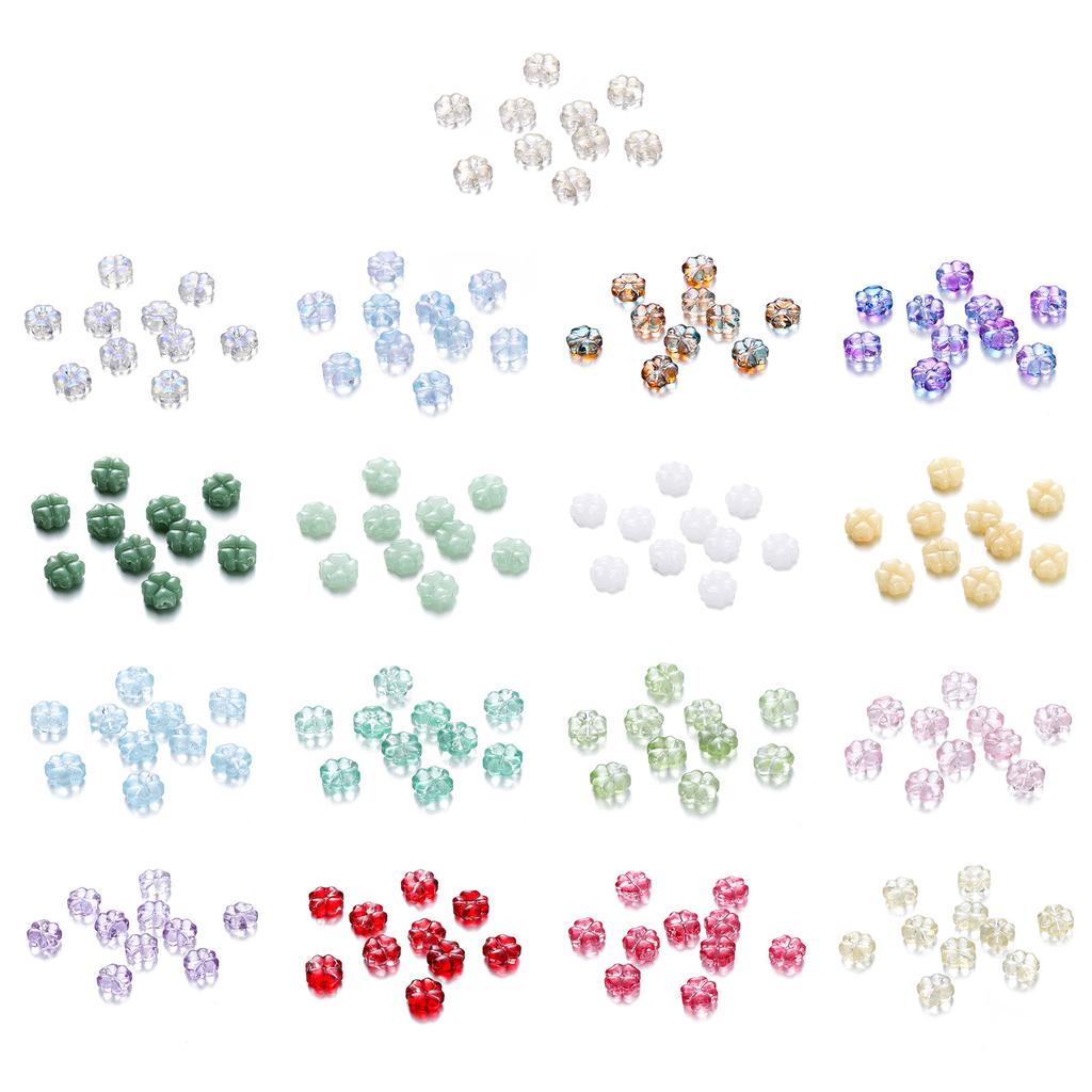 Popular Multicolor Glass DIY Accessories Four-Leaf Clovers Pendant DIY Handmade Bracelet Necklace Earring Clip Materials