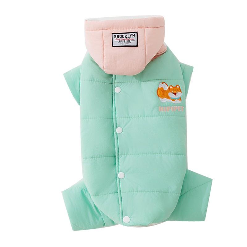 Winter Hooded Removable Warm Cotton Coat Small Medium Dogs Corgi Style Four-Leg Design