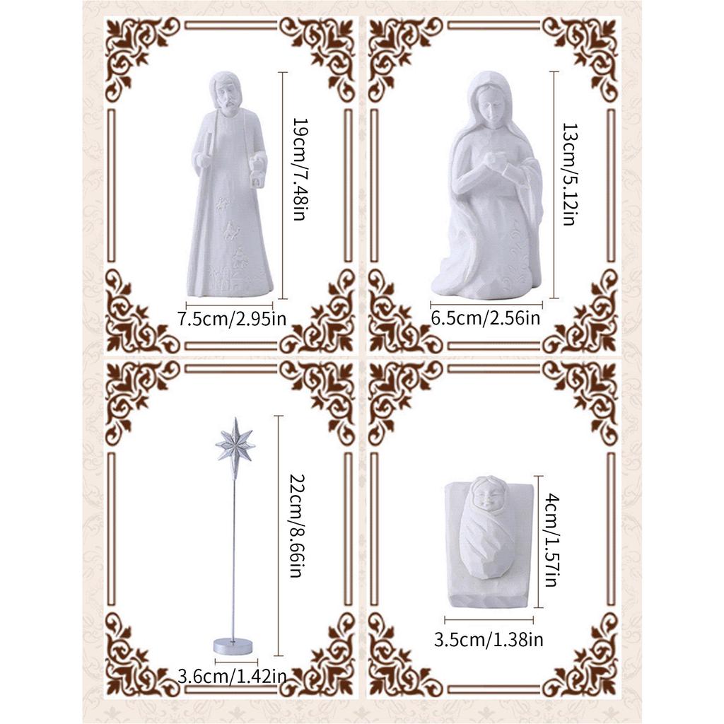 Festive Christmas Decor  Home Ornament Hand-Painted Religious Nativity Scene Statue for Christmas Showcase