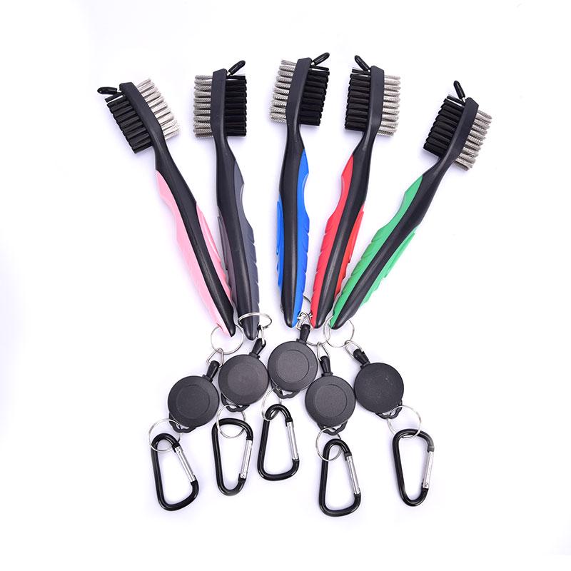 Golflabda Tisztító Kefe Barázdatisztító Kefe 2 Oldalas Golf Putter Ék Labda Tisztító Készlet