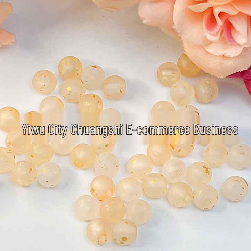 Gold-Sprinkled 8mm Round Beads for DIY Hairpin Flower Accessories