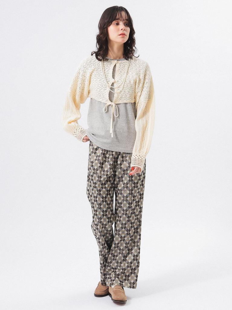 Beams Boy Women's Polyester Jacquard Work Pants, Brown, 13240454458