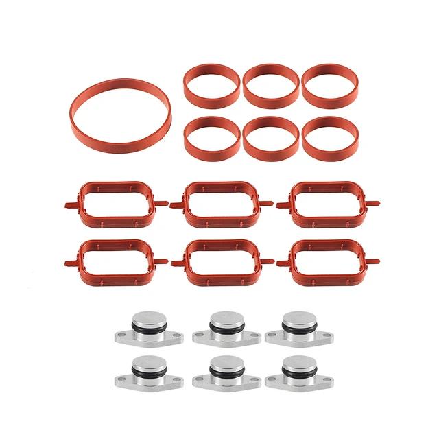 6PCS 22mm/33mm Swirl Flap Blanking Plates with Intake Manifold Gasket Seal For BMW M47 M57 E39 E87 E46 E90 E39 E60 X3 6 Cylinder