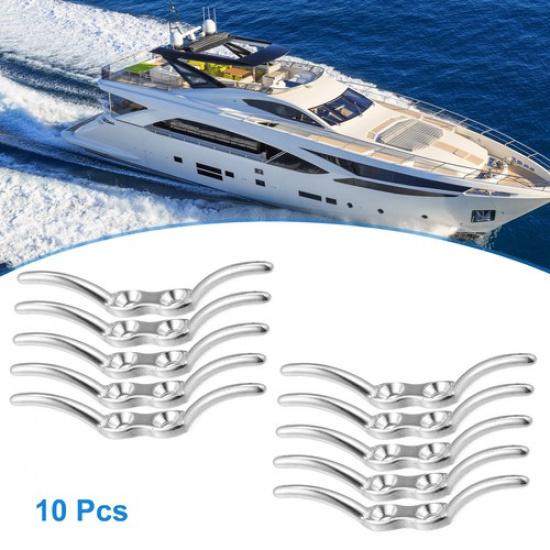 

10Pc 2-12 Inch Stainless Steel Flagpole Cleat Hook for Marine Boat Ship