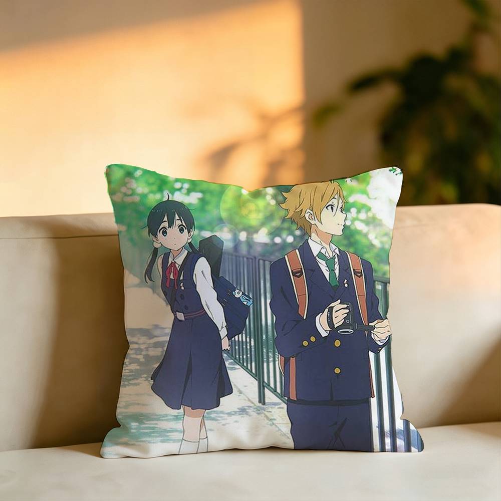 Hot Anime TTamako Market Pillow Case Square DoubleSided Sofa Cushion Cover Bedroom Bedside Pillow