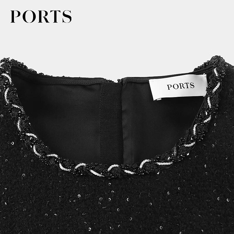 PORTS Women's Beaded Collar Waist-Cinched Dress