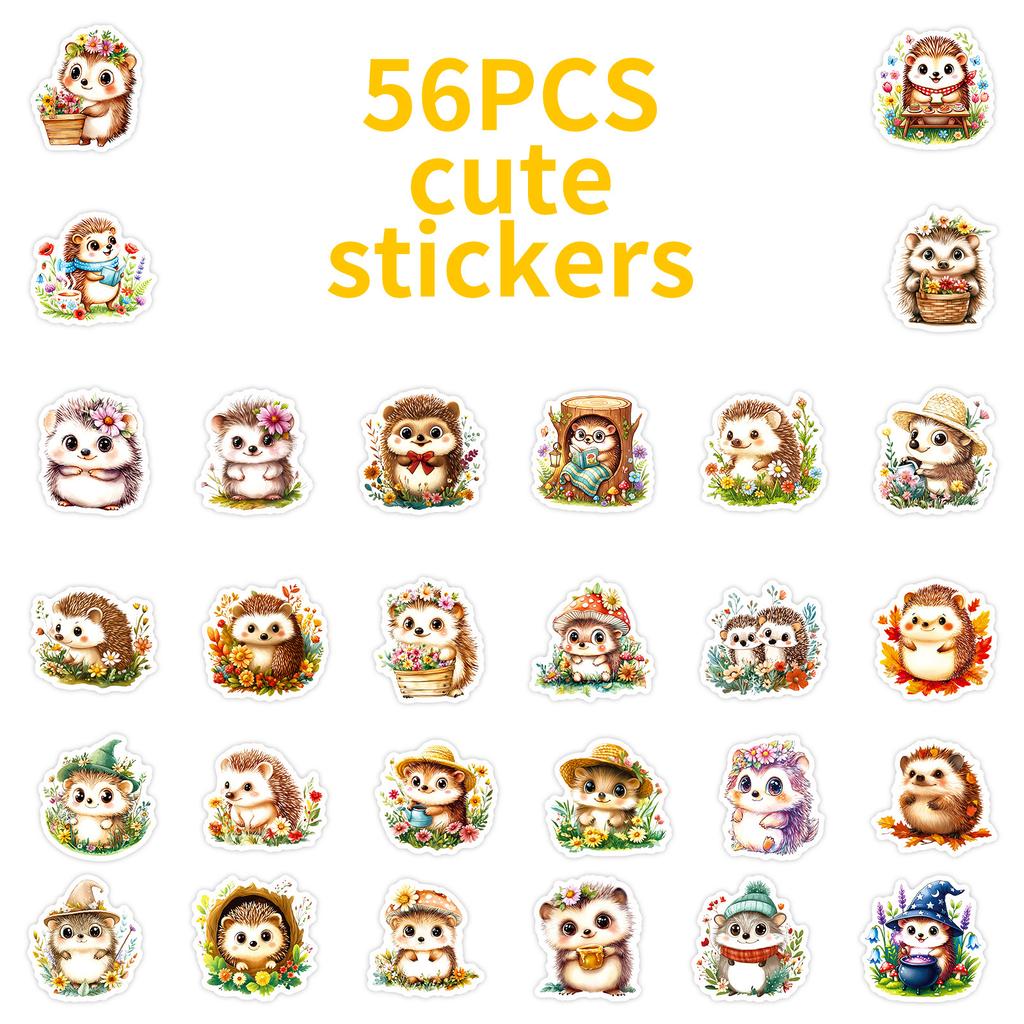 56 Fairy Tale Wind Hedgehog Daily Graffiti Stickers Cute Cartoon Decoration Mobile Phone Case Computer Stickers