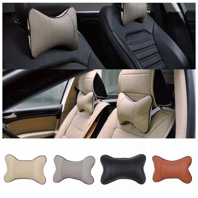 Comfortable PU Leather Car Neck Pillows Breathable PU Leather Headrest Pillow Pad  Car Decoration