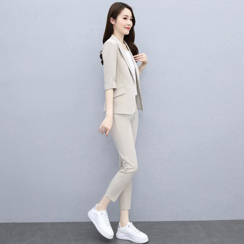 

Женский стильный костюм-двойка 2024 года: Омолаживающие, повседневные и профессиональные на весну/осень Double Extra Large